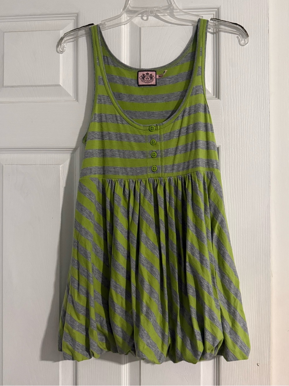 Vintage Juicy Couture Green & Gray Striped Sleeveless Tank Dress
